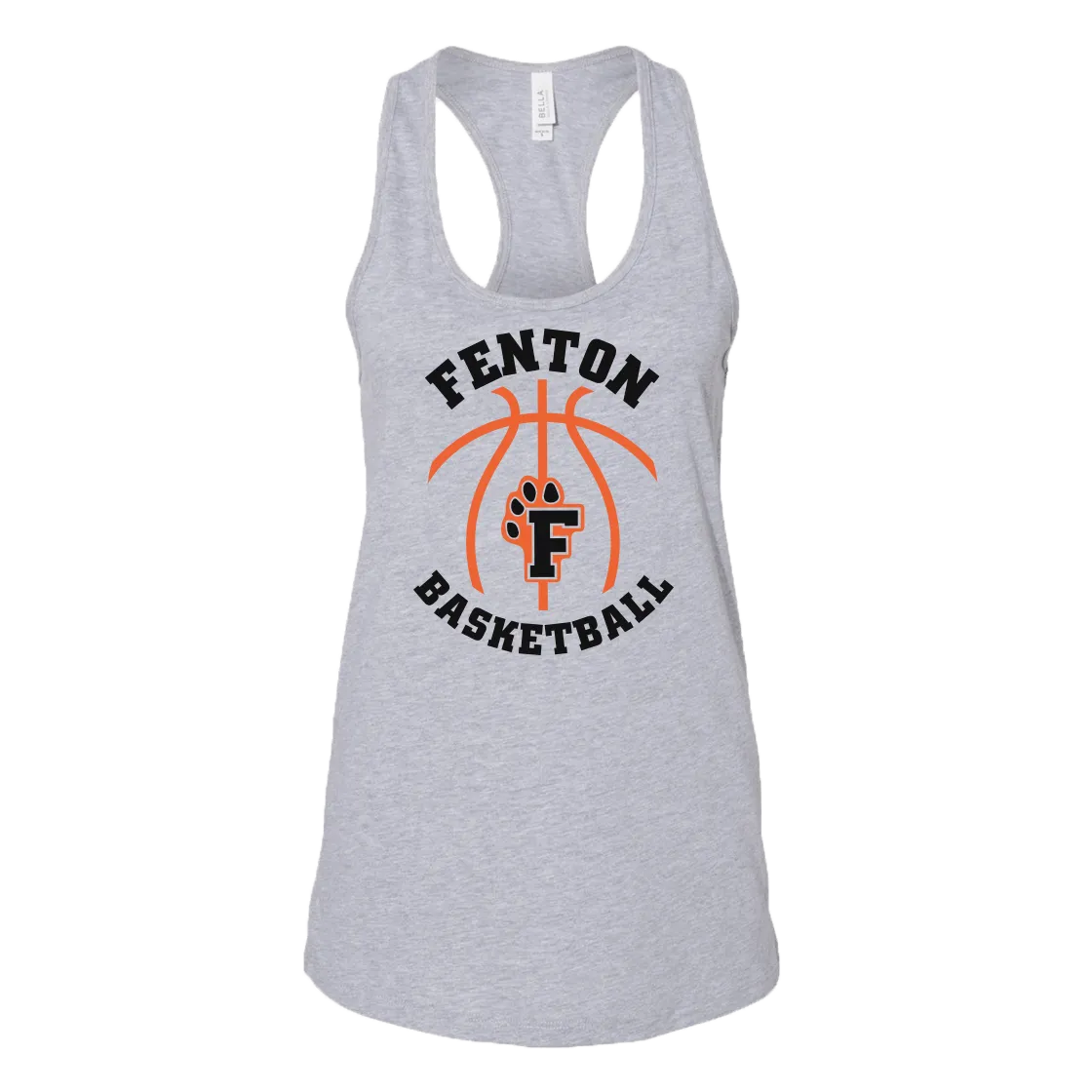 Fenton Basketball - Athletic Heather - Ladies Jersey Racerback Tank